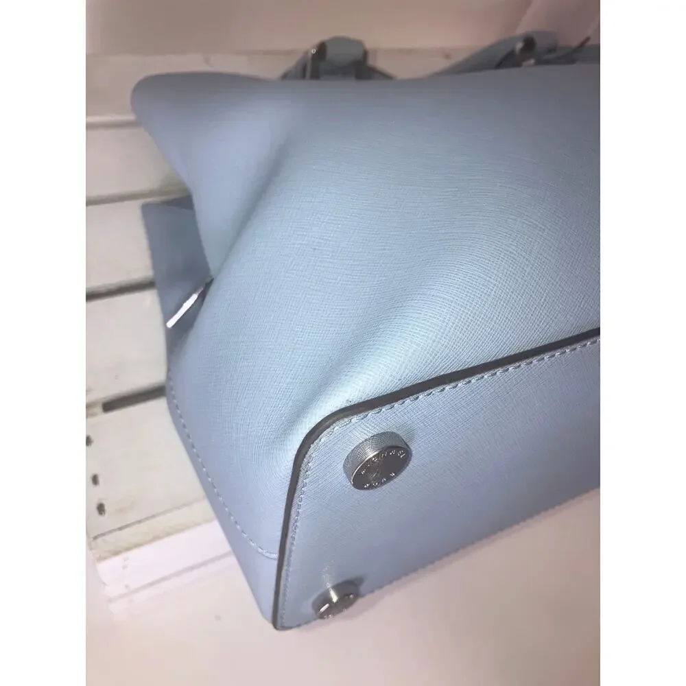 MICHAEL KORS, LARGE TRIPLE COMPARTMENT LIGHT BLUE HANDBAG